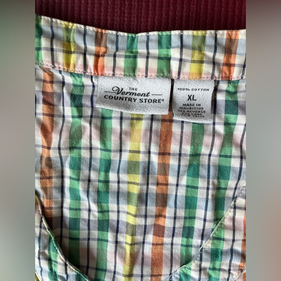 The Vermont Store Men’s Pajama Shirt Top Button Up Plaid XL 100% Cotton Plaid - Picture 5 of 7